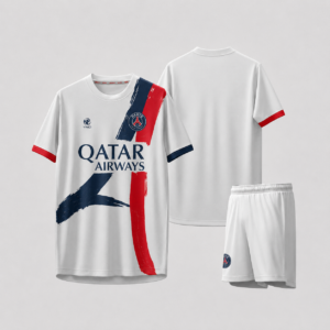 Áo bóng đá PSG 2025-2026 sân nhà – Trắng tinh khôi, phối màu xanh navy & đỏ đô