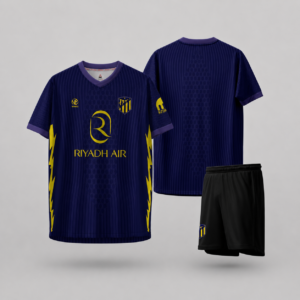 Áo bóng đá Atletico Madrid 2025/26 – Xanh tím than đậm nổi bật cùng họa tiết sấm sét vàng neon
