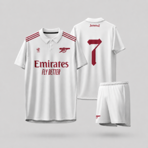 Áo Bóng Đá Arsenal Sân Khách 2025-26 Trắng Ngà Bordeaux